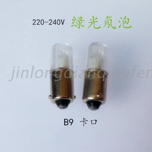 

110V 220-240V 380V green button indicator bulb neon lamp bulb bayonet lamp B9