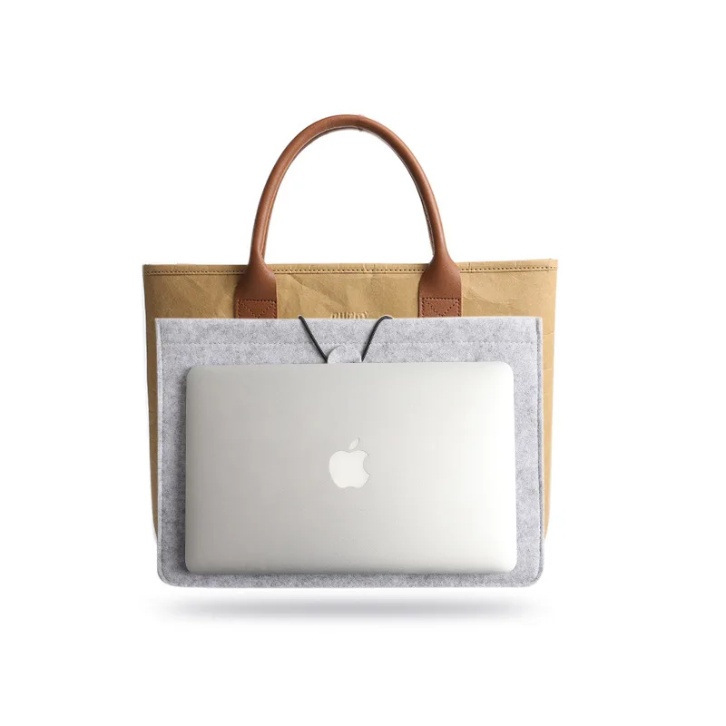 

Washed kraft paper computer bag detachable inner Storage bag for 13 inch laptop