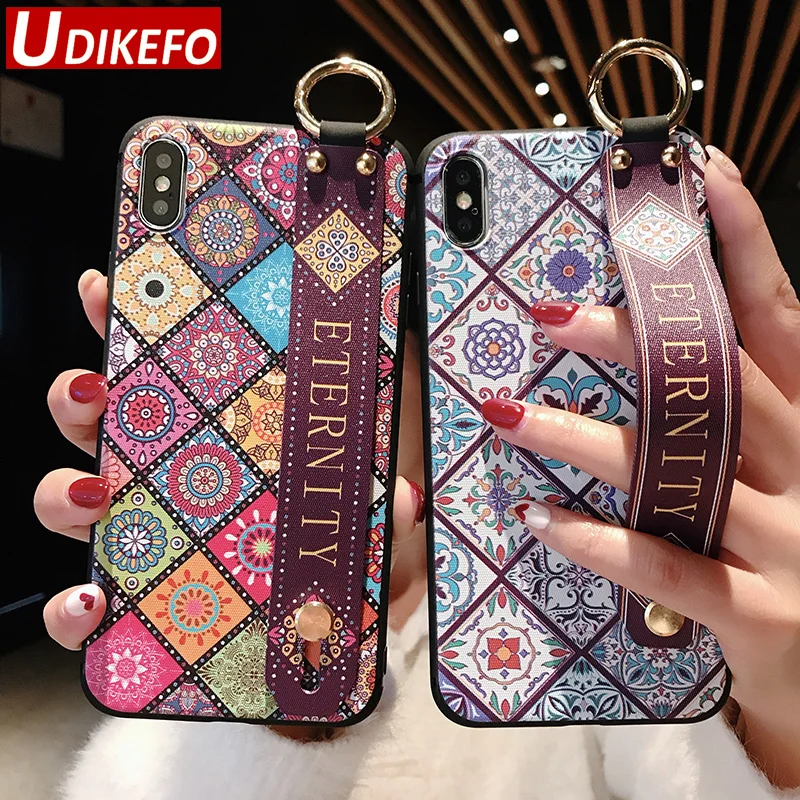 UDKEFO чехол для Samsung Galaxy S10e S8 S9 S10 Plus Note 9 8 с ремешком на запястье мягкий из ТПУ
