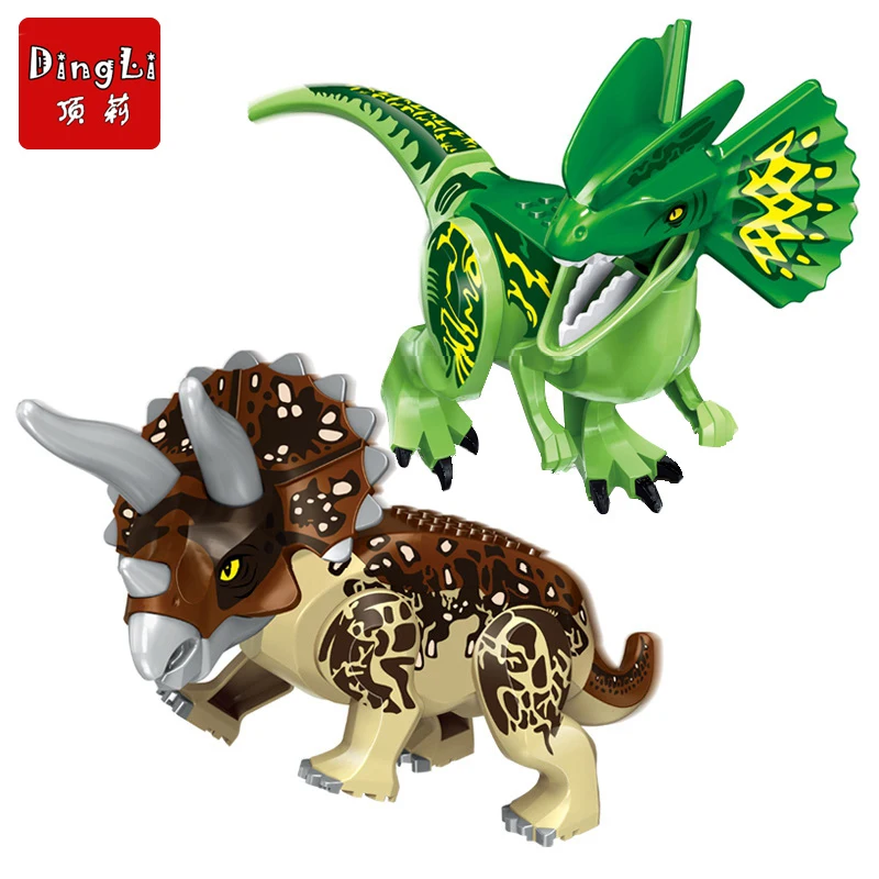

Jurassic World 2 Triceratops Building Blocks Dinosaurs Figures Bricks I-Rex Assemble Kids Toys For Children Gift