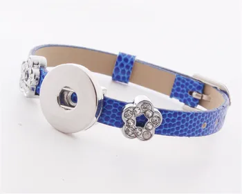 

10PC Fashion Women Snake Pu Leather Metal metal 18mm Snap Button Bracelet Jewelry For Girls