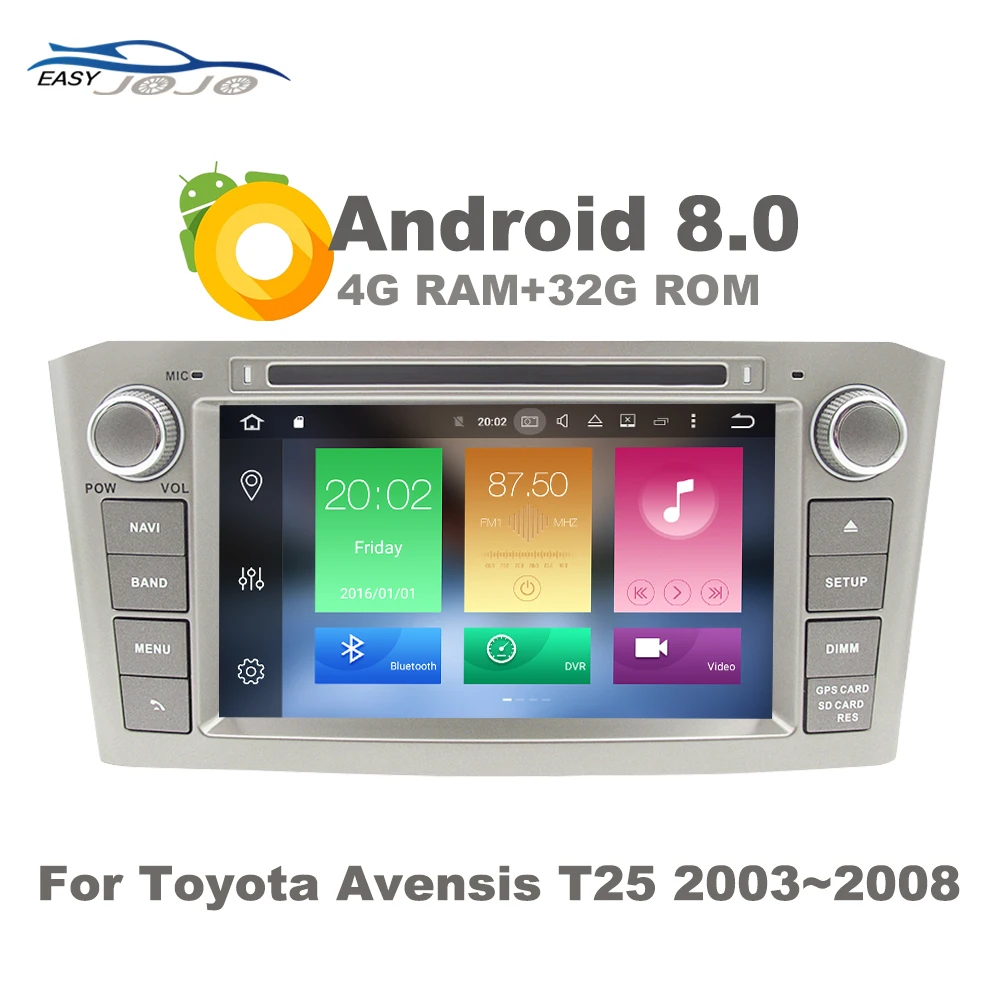 

Support Apple Carplay Android 8.0 Car Radio DVD GPS Multimedia Player For Toyota Avensis T25 2003-2008 Auto Navigation Stereo