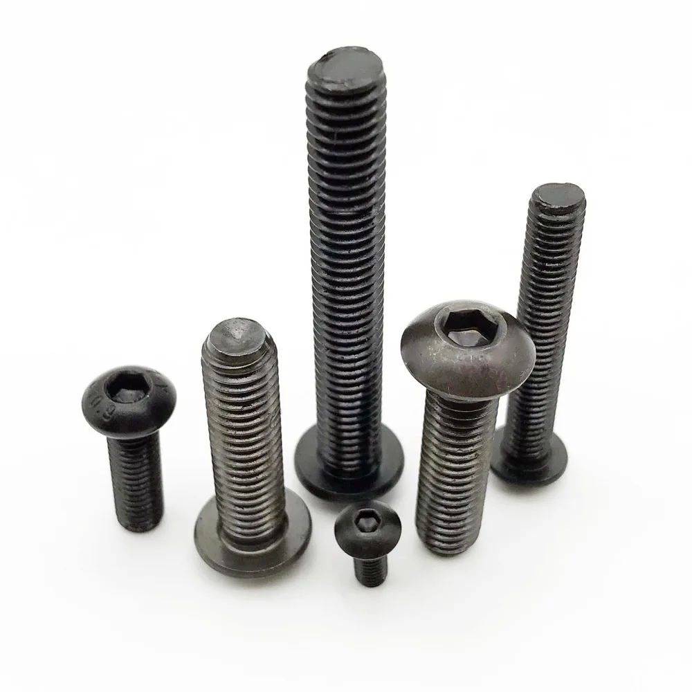 

10/50pc M2 M2.5 M3 M4 M5 M6 M8 Black grade 10.9 steel ISO7380 Hexagon Hex Socket Head Button Mushroom Allen Bolt Screw L=3-100mm