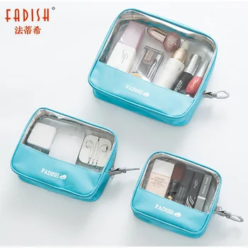 

Fadish Fashion Brand Cosmetic Bags Waterproof Neceser Portable Make Up Bag Women PVC Pouch Travel Toiletry Bag Blosa