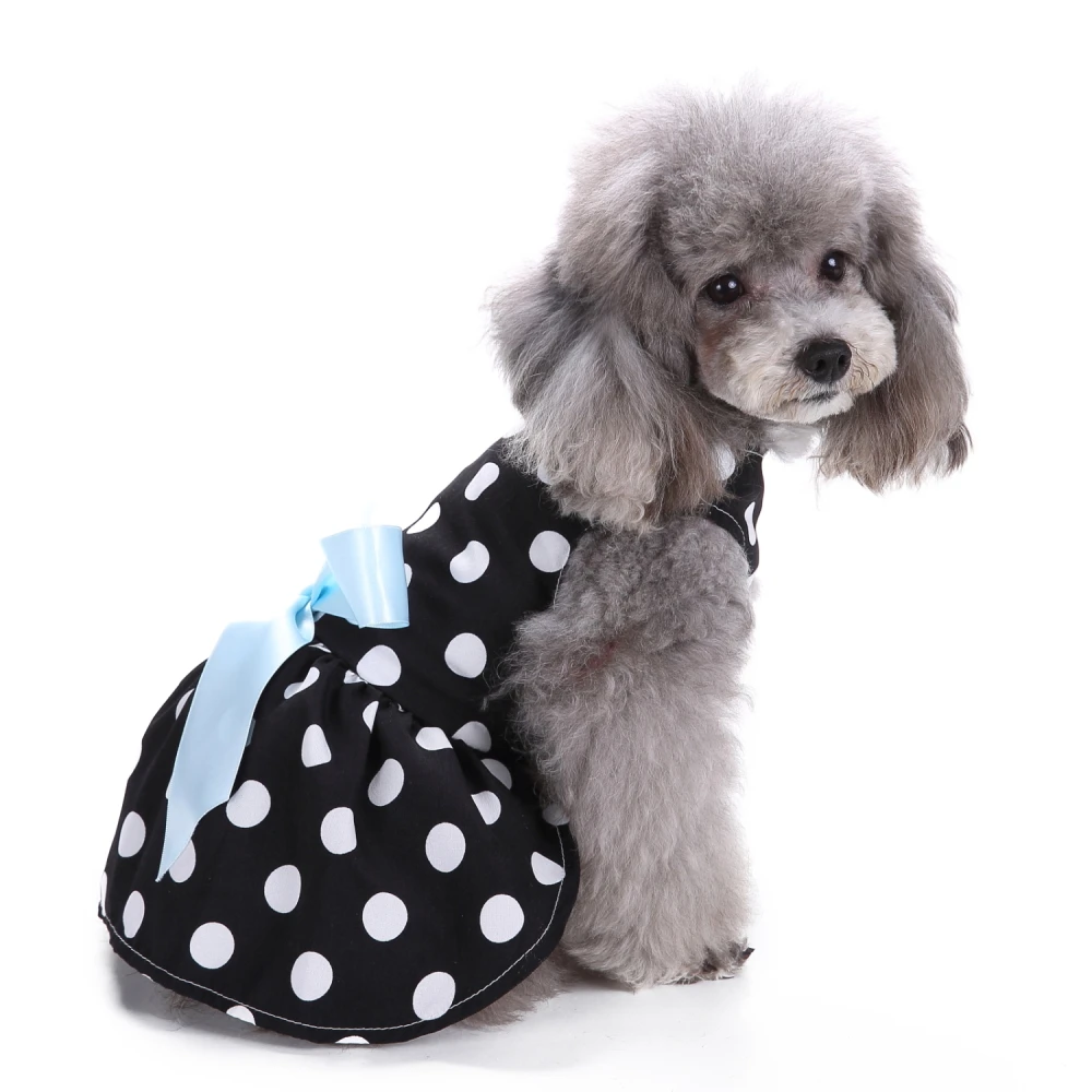 

Cute Polka Dot Ribbon Dog Dress Dog Clothes Cozy Sleeveless Dog Shirt Pet Dress Sundress Princess Party Small Dog Skirt