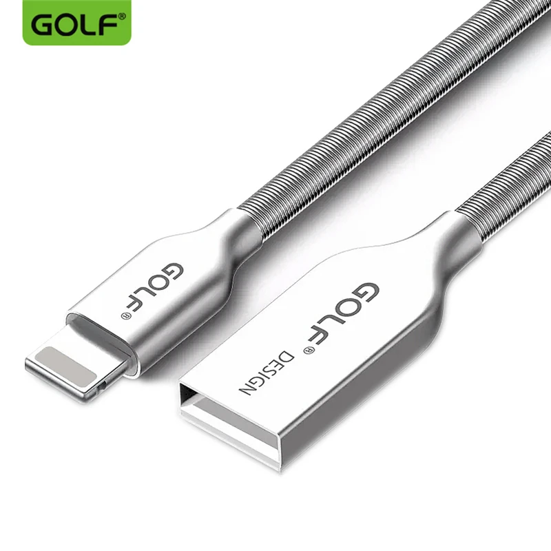 جولف 100 سنتيمتر 3FT الزنك سبائك المعادن الربيع USB مزامنة بيانات كابل شاحن الهاتف شحن سريع لل فون 5 5 s 7 8 6 6 s زائد SE X ماكس XR