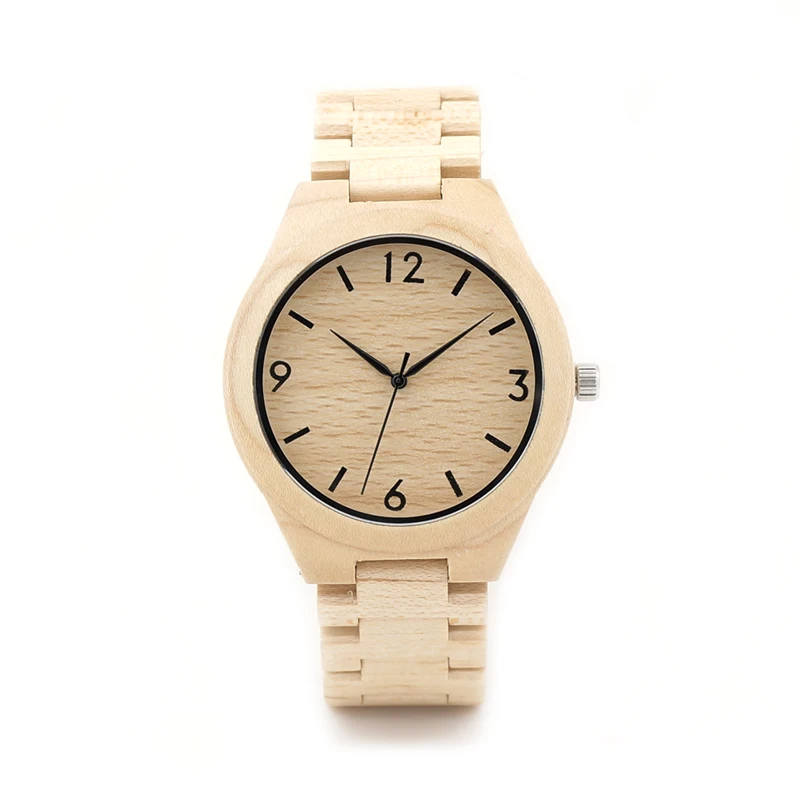 BOBO BIRD Maple Wooden Watches Mens Luxury Brand Quartz Clock Simplified All Wood Classic Band Wristwatches for Men