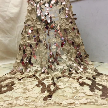 

Tollola Gold New Style French Net Lace Fabric 3D Flower African Tulle Mesh Lace Fabric High Quality African Lace Fabric