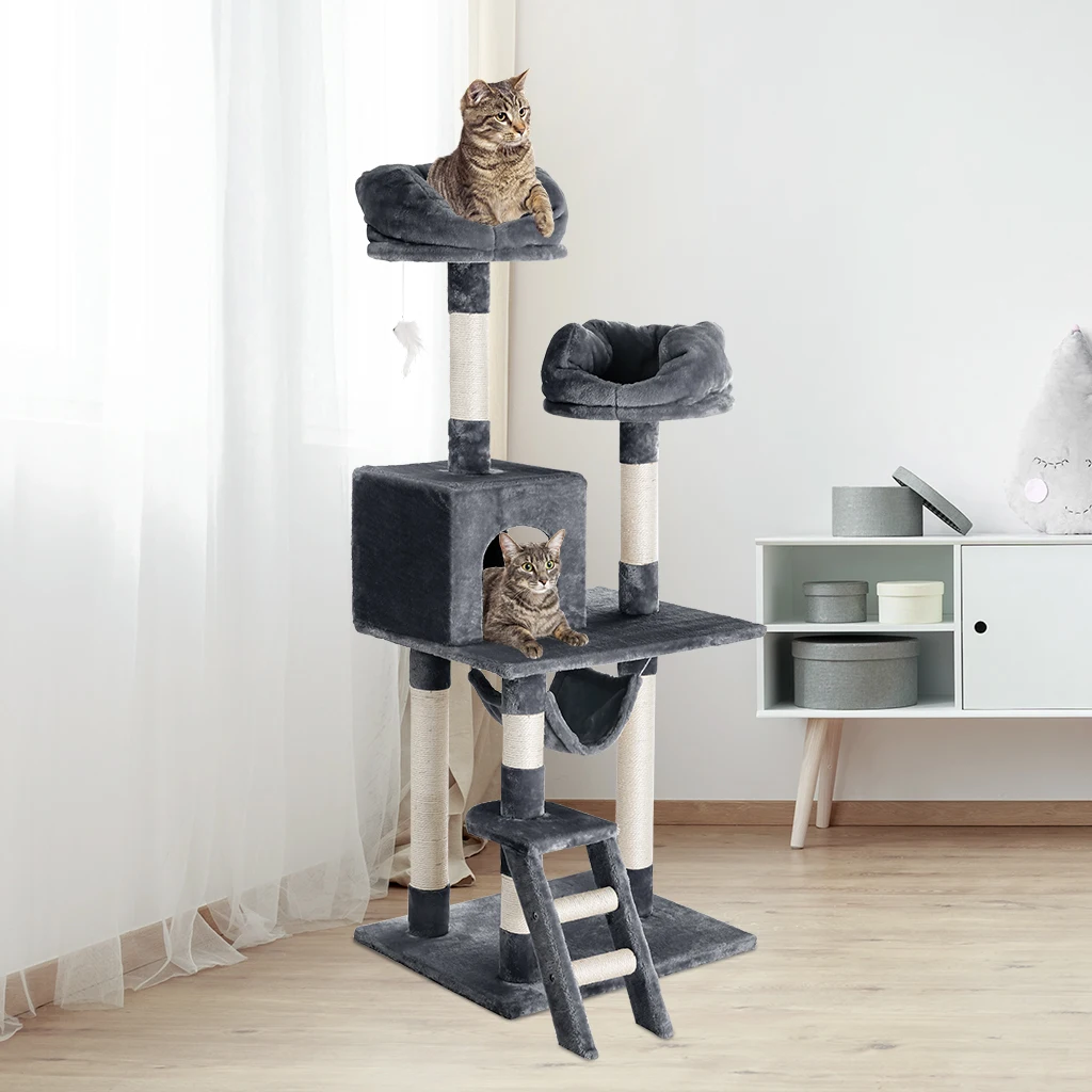 

Finether 148 cm High 5-tier Cat Tree Tower Furniture Kitten Playhouse Sisal Covered Scratching Posts Perches Platforms Ladders