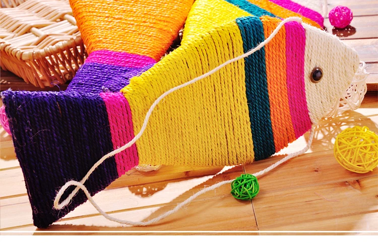 

Big Size Lovely Cat Toys Sisal Fish Scratch Board Rainbow Colours