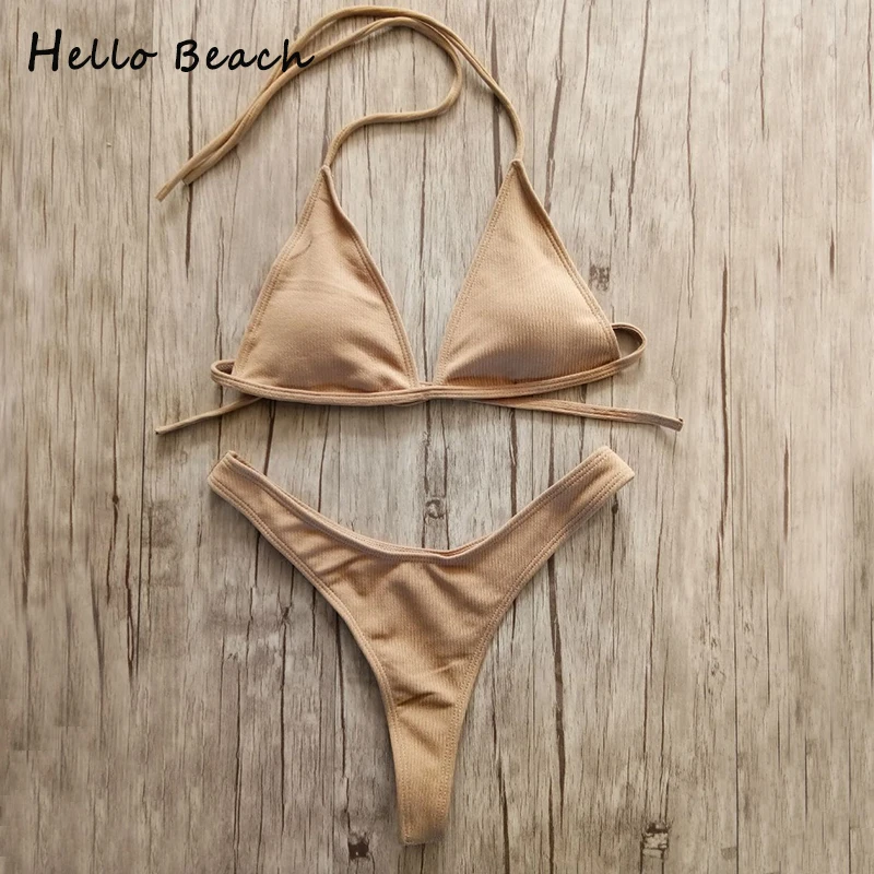 HELLO BEACH бикини для женщин 2018 купальники с высоким вырезом пуш ап стринги купальные