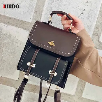 

Vintage Backpacks Women Classic Old School For Girls Fashion School bag PU Leather High Quality College Collision Backpack Bag