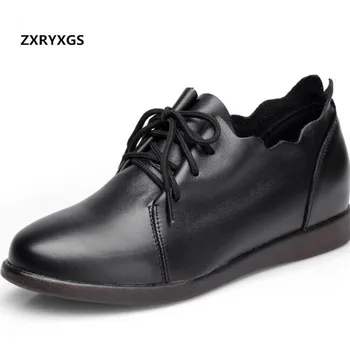 

ZXRYXGS Brand Shoes Woman Lace-up Increase Within High Heels 2019 New Soft Comfort Genuine Leather Shoes Fashion Casual Shoes