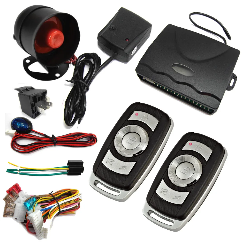 

12v DC one way car alarm systems security Protection Keyless Entry Siren 2 Remote Control Universal 1 way Burglar 8176 CHADWICK