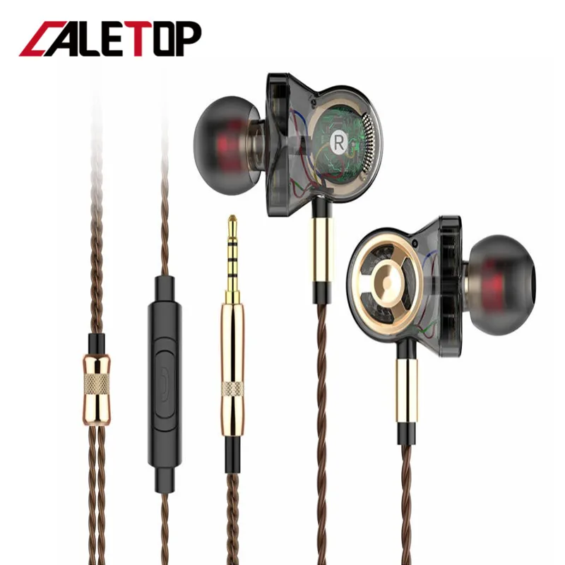 CALETOP 6 драйверы супер бас наушники стерео HIFI музыка TPE Проводные Беговые