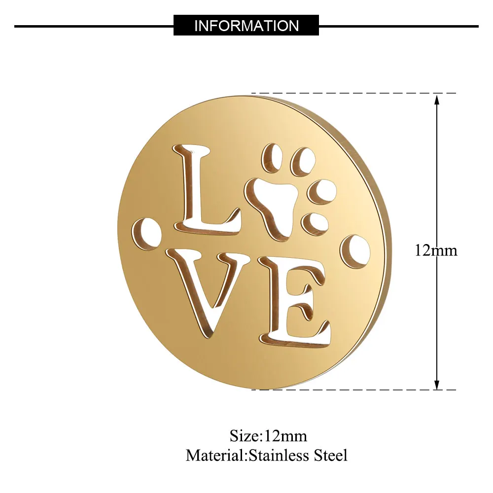10 шт./партия из нержавеющей стали выдалбливают Любовь с собачьим амулет лапа два отверстия соединители DIY Изготовление браслета ожерелье аксессуары