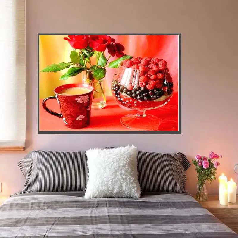 Алмазная живопись с цветами 5d diy частичное сверло фрукты и цветы мозаика вышивка