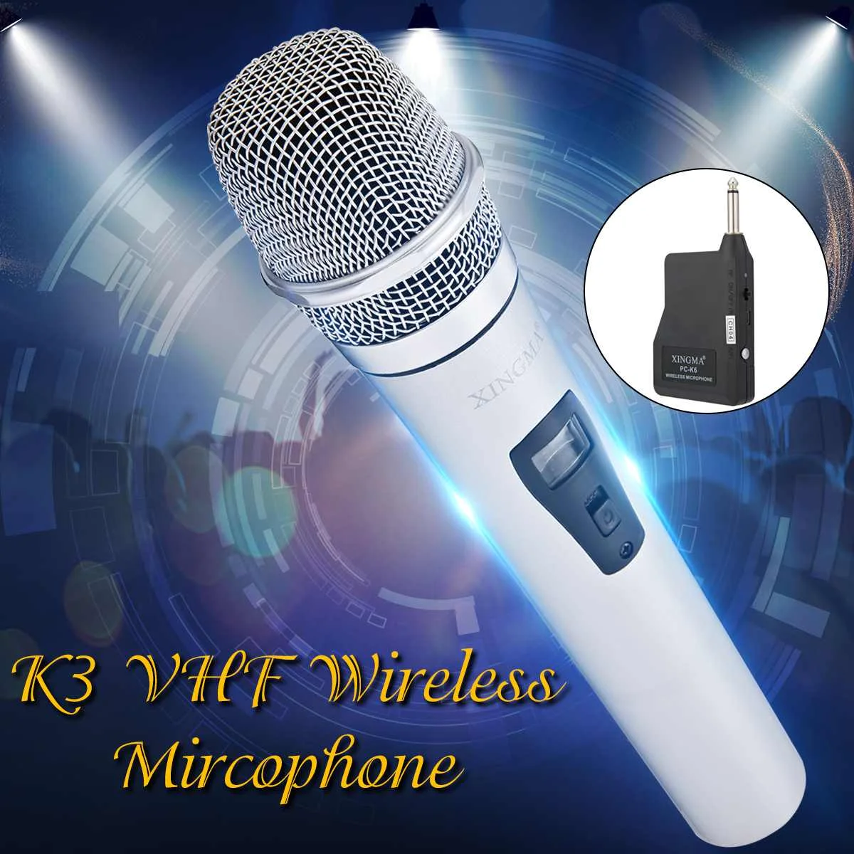 

Wireless Microphone Sydtem K3 1 Drag 1VHF Wireless Wheat FM Frequency All Metal Tube With Rechagerbale Battery Wireless Receiver