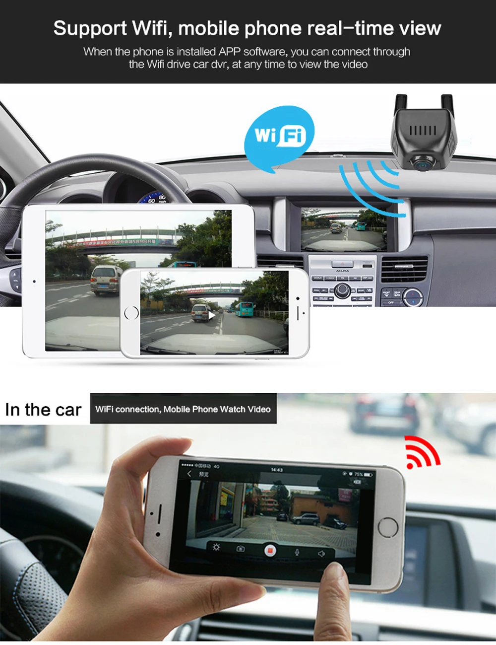 Видеорегистратор автомобильный Wi Fi Full HD 1080P 170 градусов|Видеорегистраторы| |