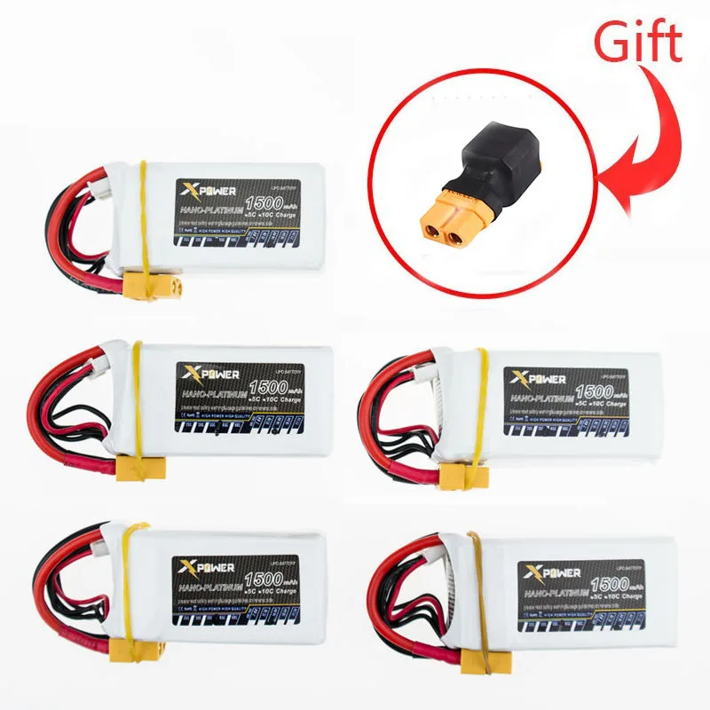 

Xpower 5pcs Lipo Battery 14.8V 4S 1500mah 45C Max 60C XT60 T EC5 Plug Lithium Batteries For RC Quadcopter Truck Car Boat Parts