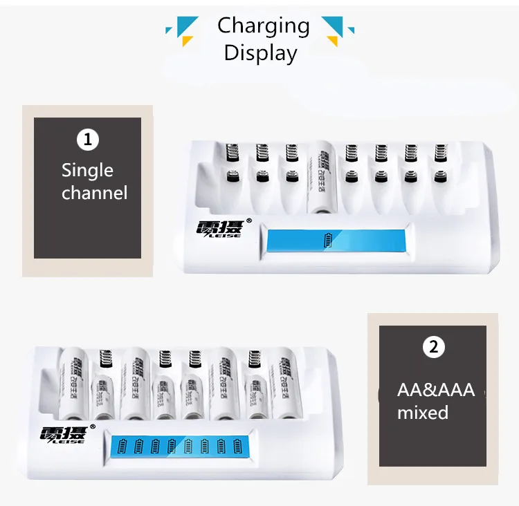 Leise интеллектуальное зарядное устройство для AA AAA nimh аккумуляторная батарея ЖК-дисплей 2a 3a Ni-MH Универсальный DC разъем быстрой зарядки