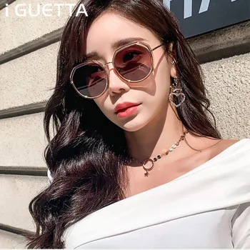

iGUETTA Retro Round Sunglasses Women Brand Designer Alloy Round Clear Sun Glasses Women 2019 UV400 Hgh Quality IYJB574