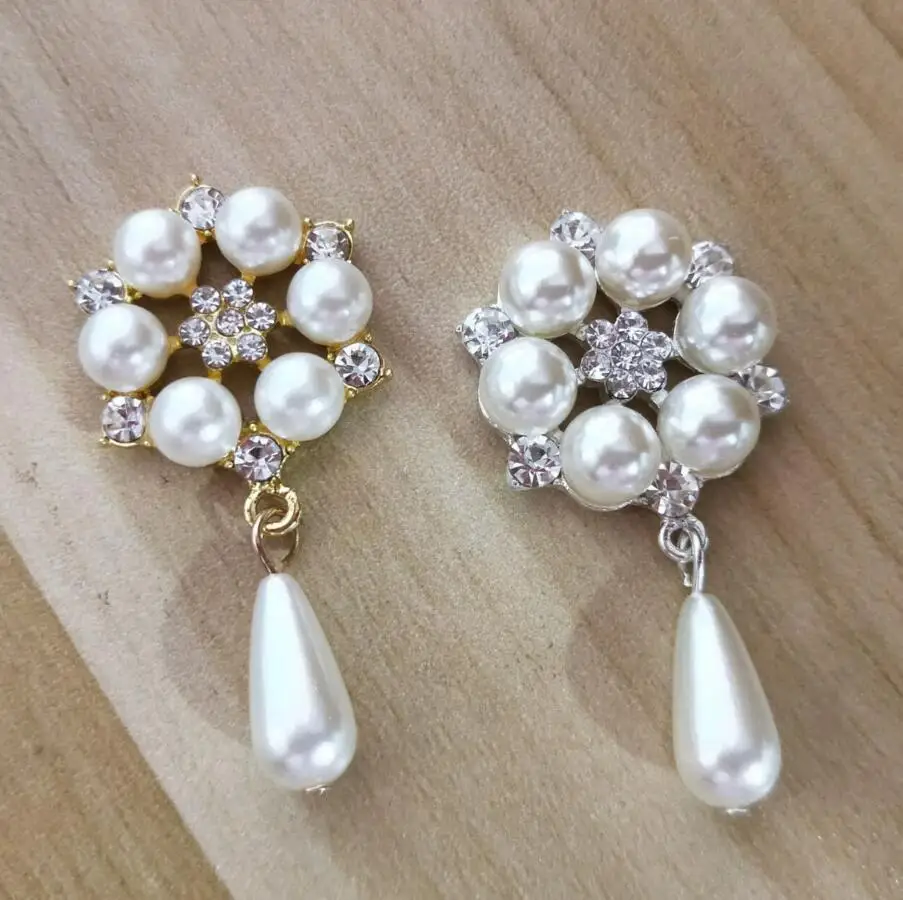 

5pcs/lot pearl flower alloy hair embellishments pendant button for hairbow center decoration diy accessories