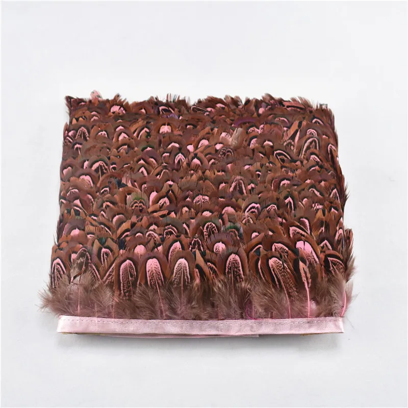 Pink Натуральные перья фазана ленточная отделка бахромы 4-8 см 5yards-10Yard перо для рукоделия платья перья для изготовления ювелирных изделий - Цвет: Pink