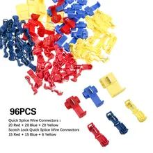 96 шт. изолированные провода Разъем Быстрого Сращивания обжимные терминалы 22-10 AWG комплект кабельных разъемов терминал Ассорти набор