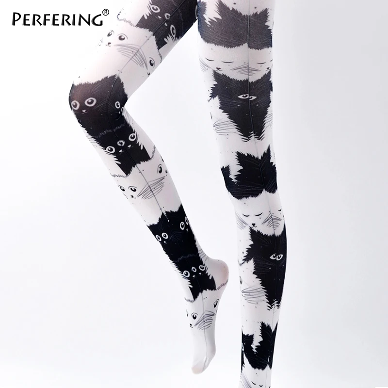 Perfering Stocking Fahion Hot Cat Sexy Silk Stockings Thin Tights High-quality Unique Lady Girl Black White INS Style Cat