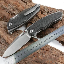 Новинка, складной нож с лезвием, D2, углеродное волокно, титановый Карманный охотничий нож, тактический Флиппер, нож для выживания на открытом воздухе, кемпинга, EDC