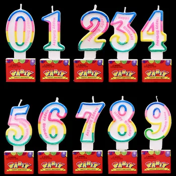 

1 Pcs Birthday Cartoon Candle Rainbow Candle Cake Numbers 0-9 Age Candle Kids Birthday Anniversary Party Cake Decoration