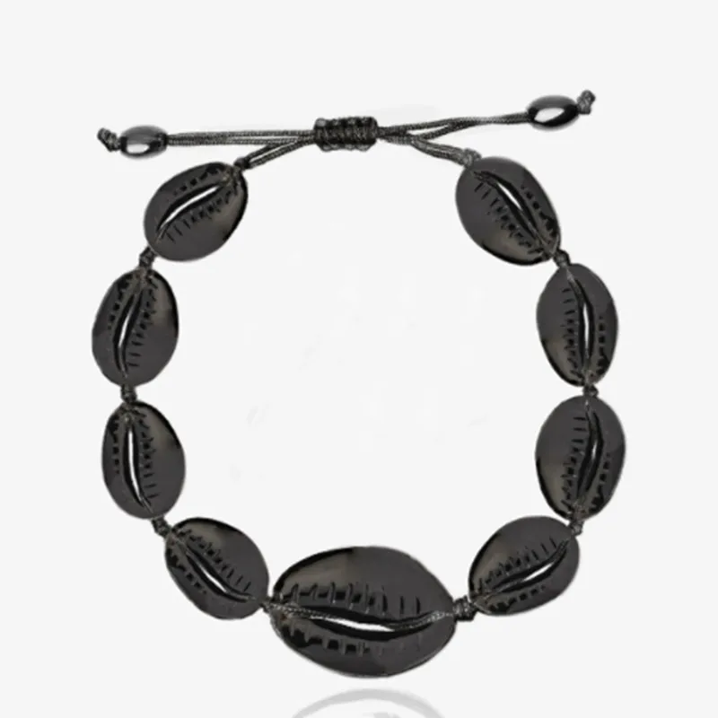 Boho черный металлический мужской seashell браслет Бижу femme мужской pulseira feminina раковина Каури браслет ювелирные изделия браслеты для женщин подарок