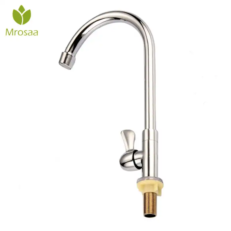 Mrosaa Silver Kitchen Faucet 360 Degree Rotation Sink Single