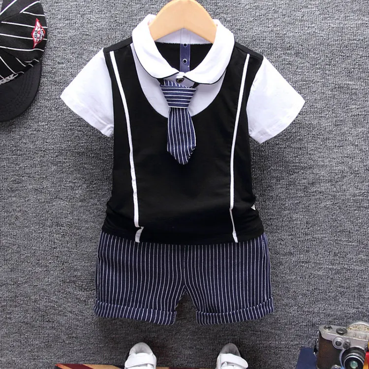 Verão de Algodão Conjuntos de Roupas de Bebê Festa de Aniversário T shirt plus Pant Conjuntos de Pano das Crianças 2019 Menino Infantil Formal 1 Ano Terno 2 Conjuntos de roupas