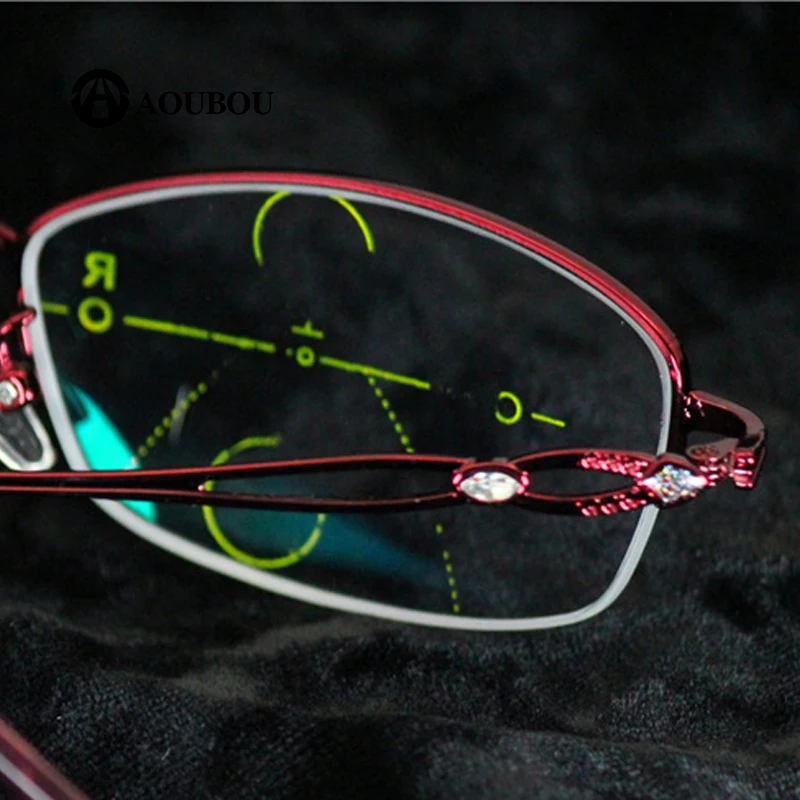 Progressive multi focal point zooming look nearly double use color light reading women's glasses
