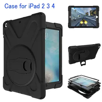 

Case For iPad 4 / 3 / 2 Retina Display Hard Plastic Rugged Cover Shell with Kickstand [360 Degree Rotation] Tablet Sleeve