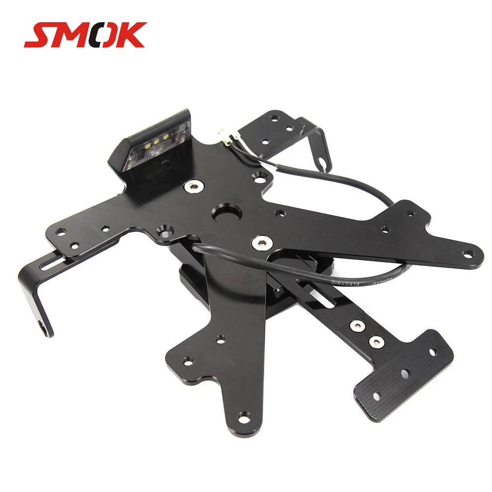 

SMOK Motorcycle CNC Aluminum Registration Plate License Holder Bracket With LED Light For Kawasaki Z800 2013-2016 2014 2015