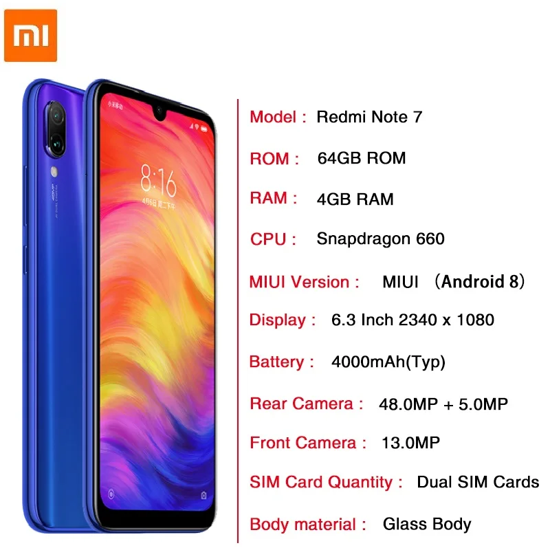 Глобальная версия Xiaomi redmi note 7 Мобильный телефон Snapdragon 660 Восьмиядерный 6 3 дюйма 48
