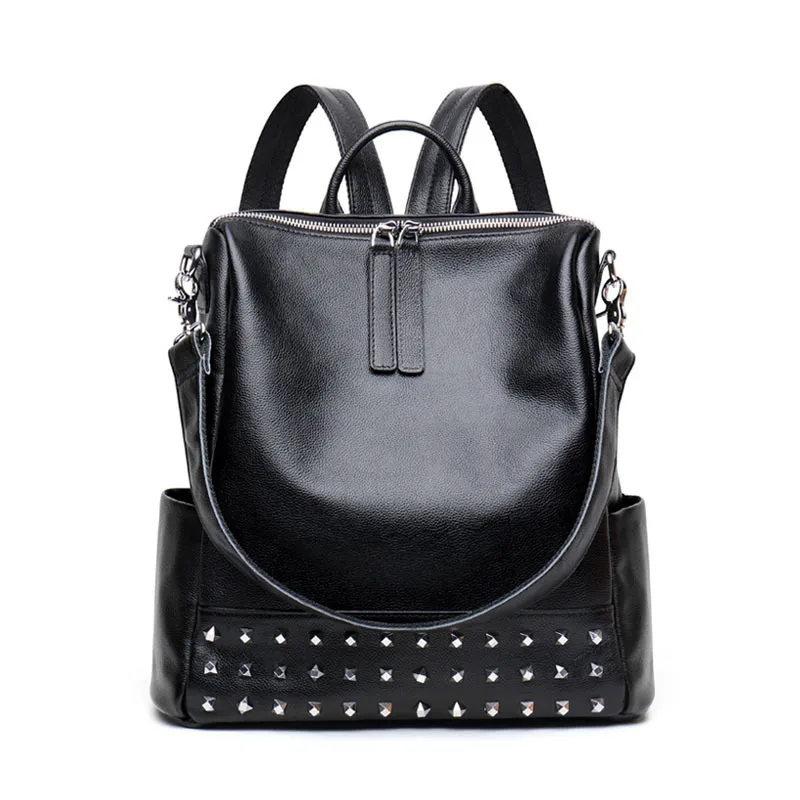 

033018 new hot women leather rivet backpack