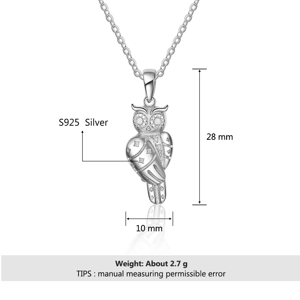Ожерелье с подвеской в виде милой Совы из 925 пробы серебра для женщин, Трендовое ожерелье в виде животного из серебра 925, ювелирные аксессуары(Lam Hub Fong