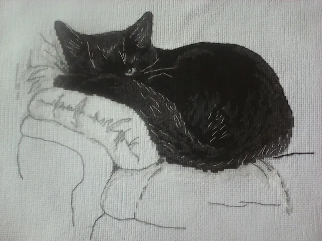 Black cat sofa cross stitch package animal 18ct 14ct 11ct cloth cotton thread embroidery DIY handmade needlework