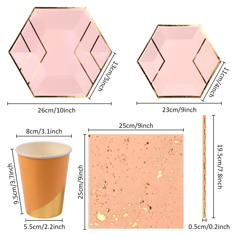 Ourwarm, Золотая фольга, розовая одноразовая посуда, бумажные тарелки и стаканы, салфетка, настольная основа, Гавайские украшения на день рождения, свадьбу