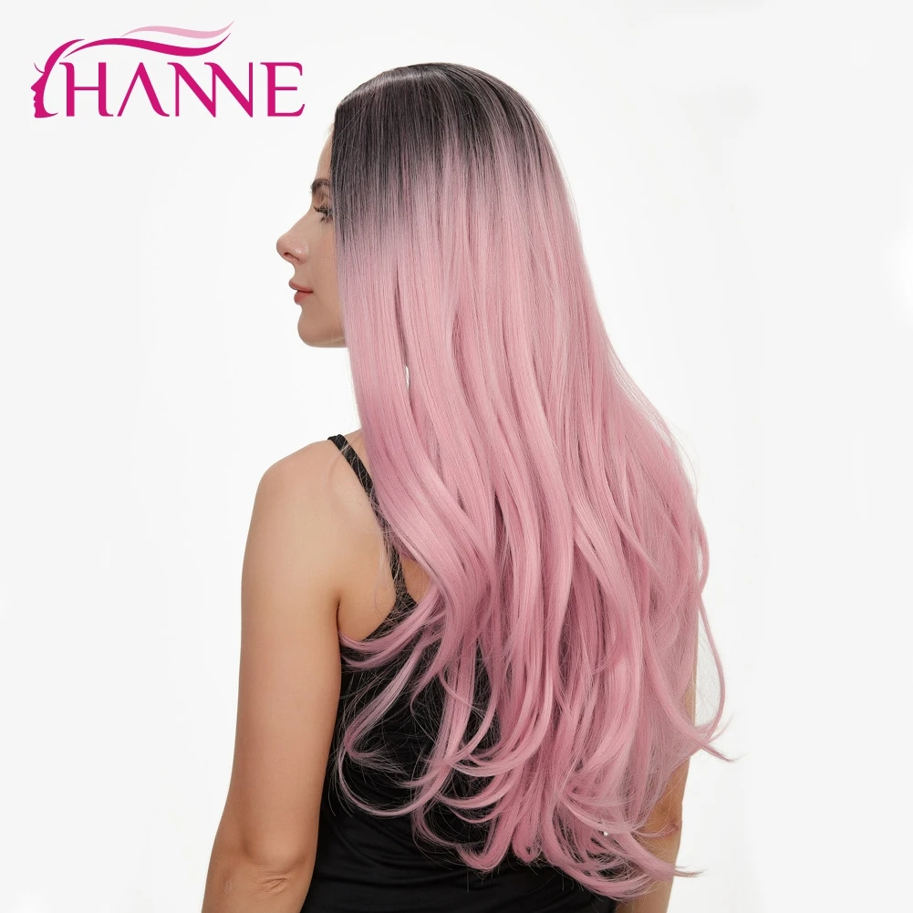 HANNE Синтетические длинные натуральные волнистые парики черный до розовый Омбре парик для белых или черных женщин вечерние или косплей