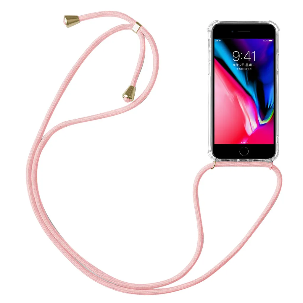 

Lanyard phone case with Neck Strap for iphone 7/8 Plus Retractable String Silicone Cover Case for iphone 7/8 Plus#y4