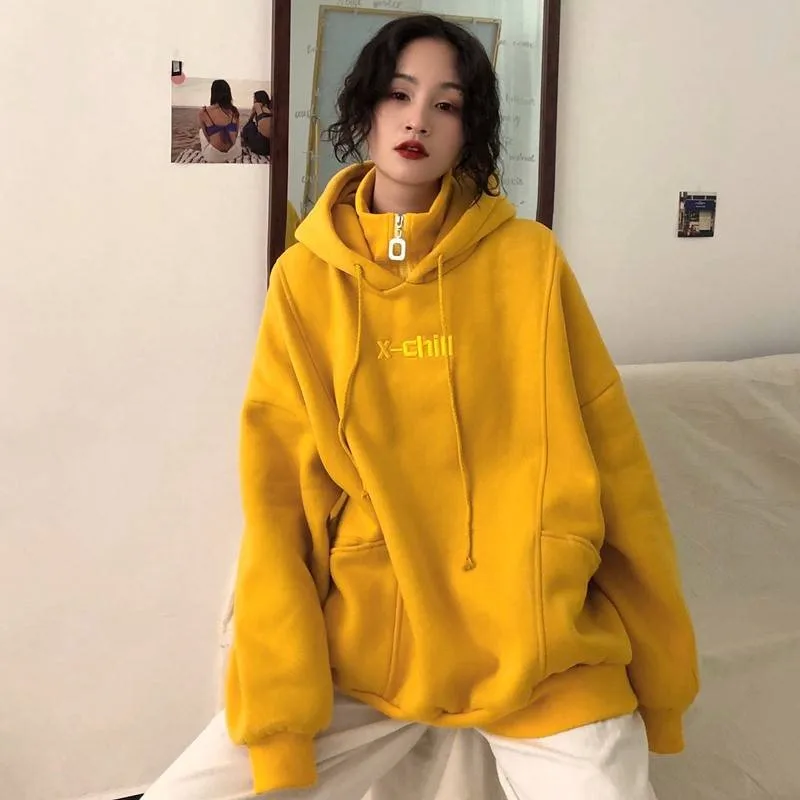  Hoodies Women Autumn Winter Trendy Korean Style Simple Casual Ulzzang High Quality Streetwear Soft 