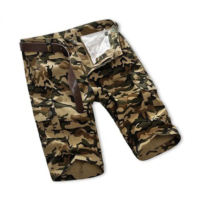 Летние камуфляжные брюки-Карго короткие Для мужчин Повседневное короткие регулярные карманы военные брюки без пояса 4XL Для мужчин повседневные шорты шорты мужские