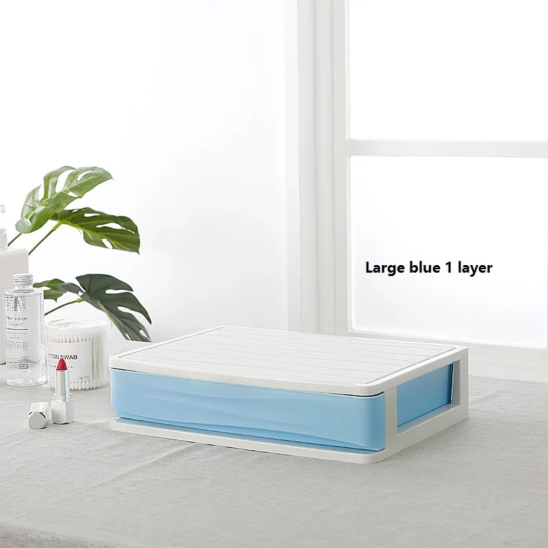L- blue 1 layer Полезные 1-4 слоя настольные косметические коробки для хранения туалетный ящик стола коробка для хранения косметики Органайзер - Цвет: L- blue 1 layer