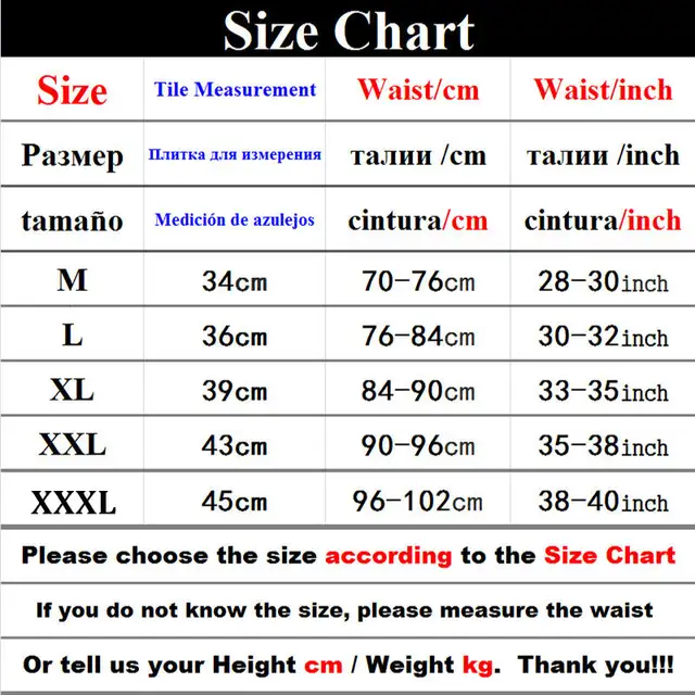 Size Chart For Swim Trunks