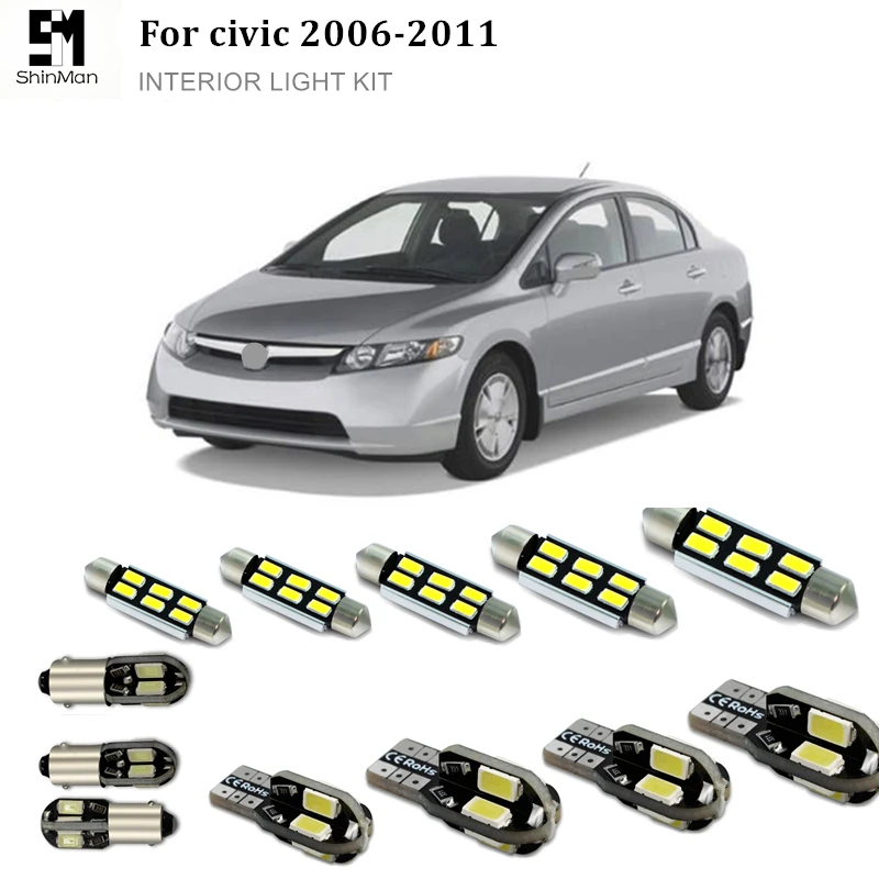

Shinman 6pcs Error Free LED Interior Light Kit Package for honda civic 2006-2011accessories